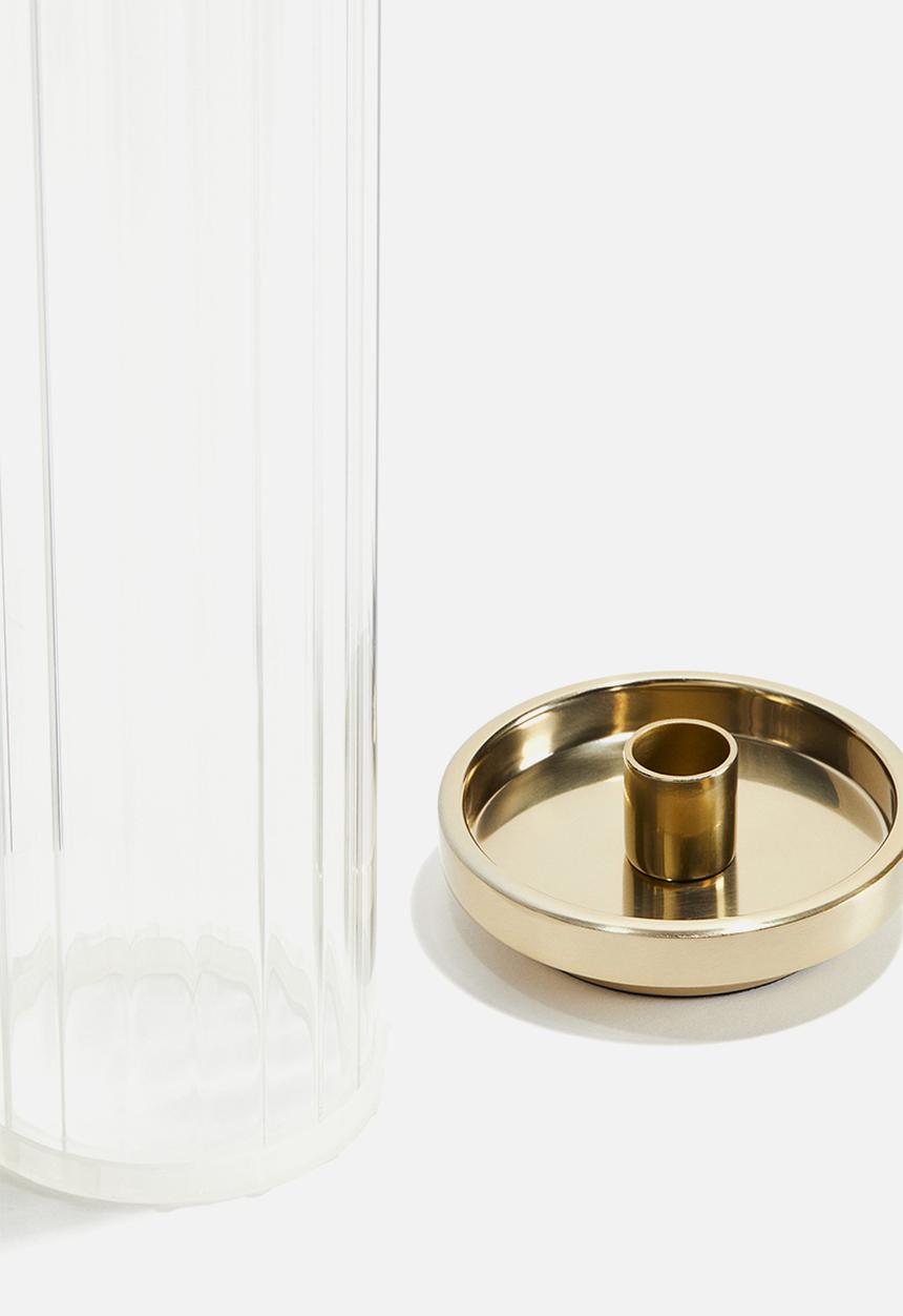 H&M - Candle lantern in clear fluted glass - gold-coloured 