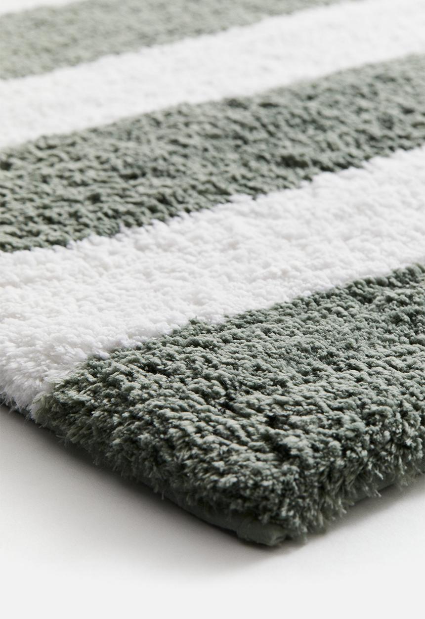 H&M - Cotton-blend bath mat - Green Striped