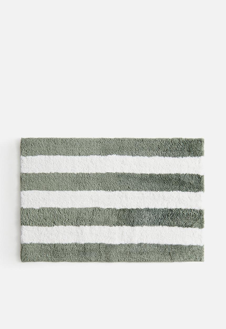 H&M - Cotton-blend bath mat - Green Striped