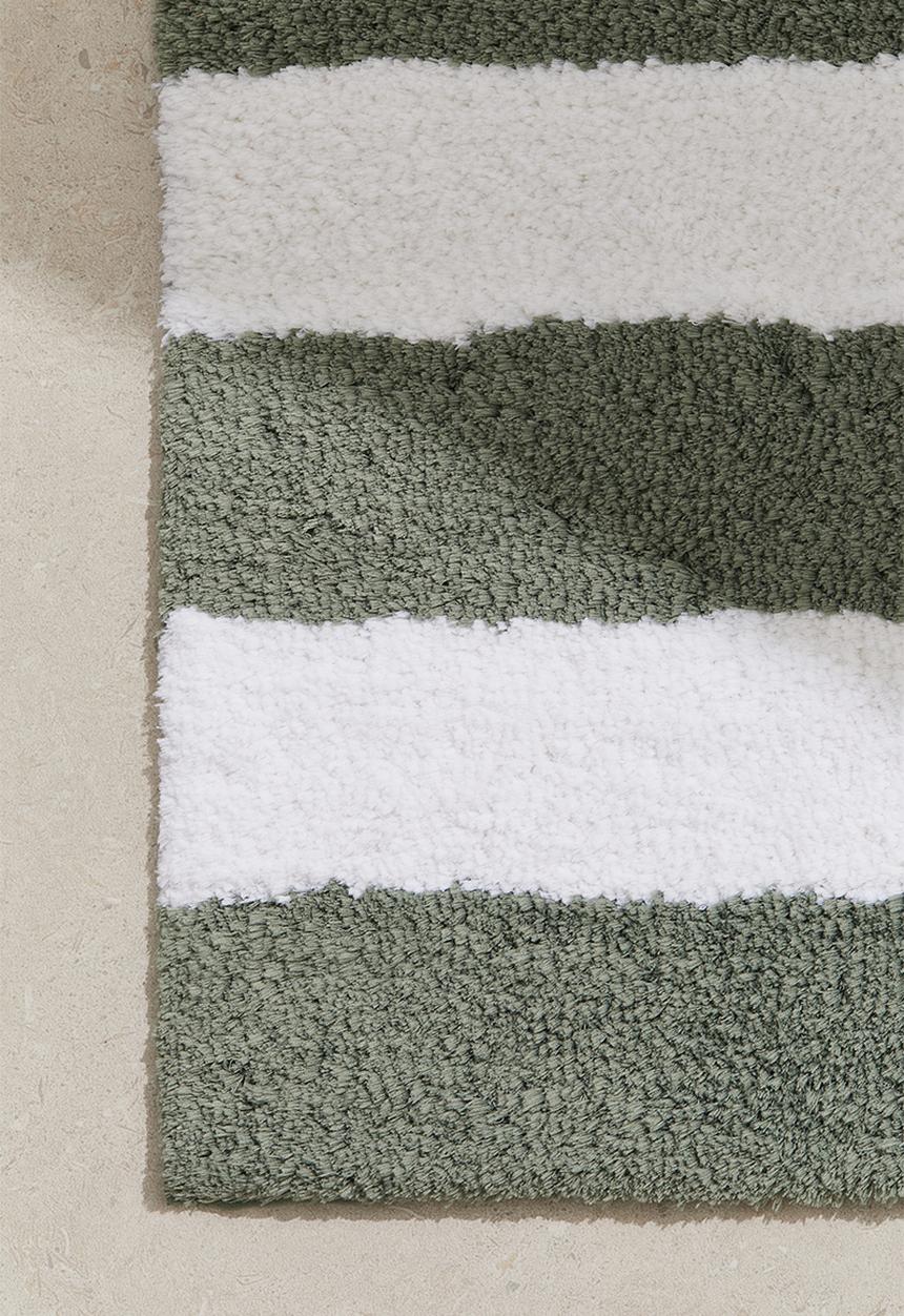 H&M - Cotton-blend bath mat - Green Striped