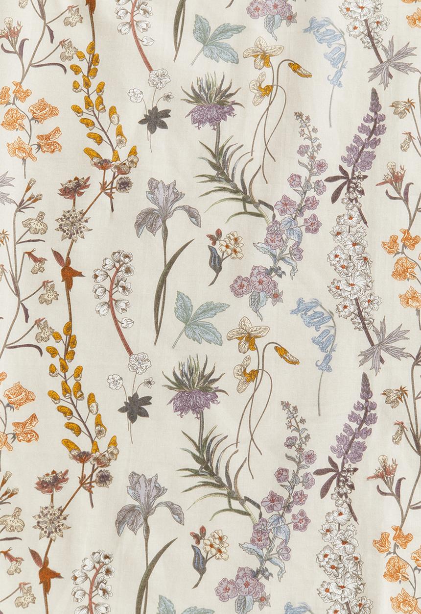 H&M - Patterned cotton fitted sheet - beige floral 