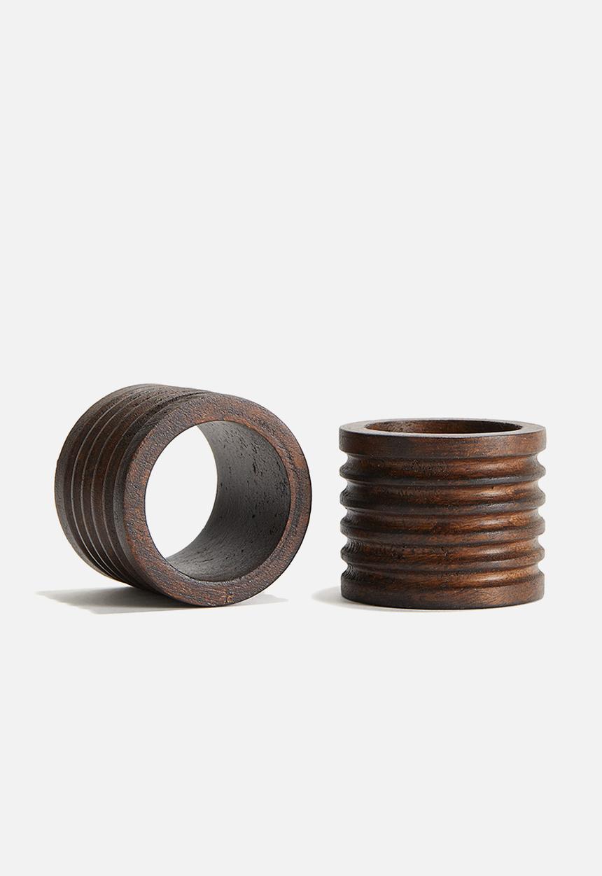 H&M - 2 pack mango wood napkin rings - brown