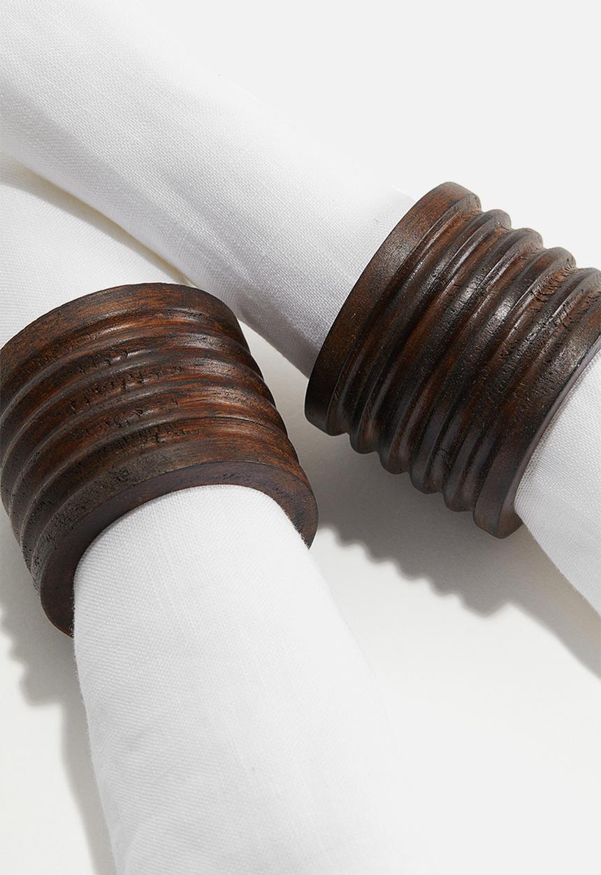 H&M - 2 pack mango wood napkin rings - brown