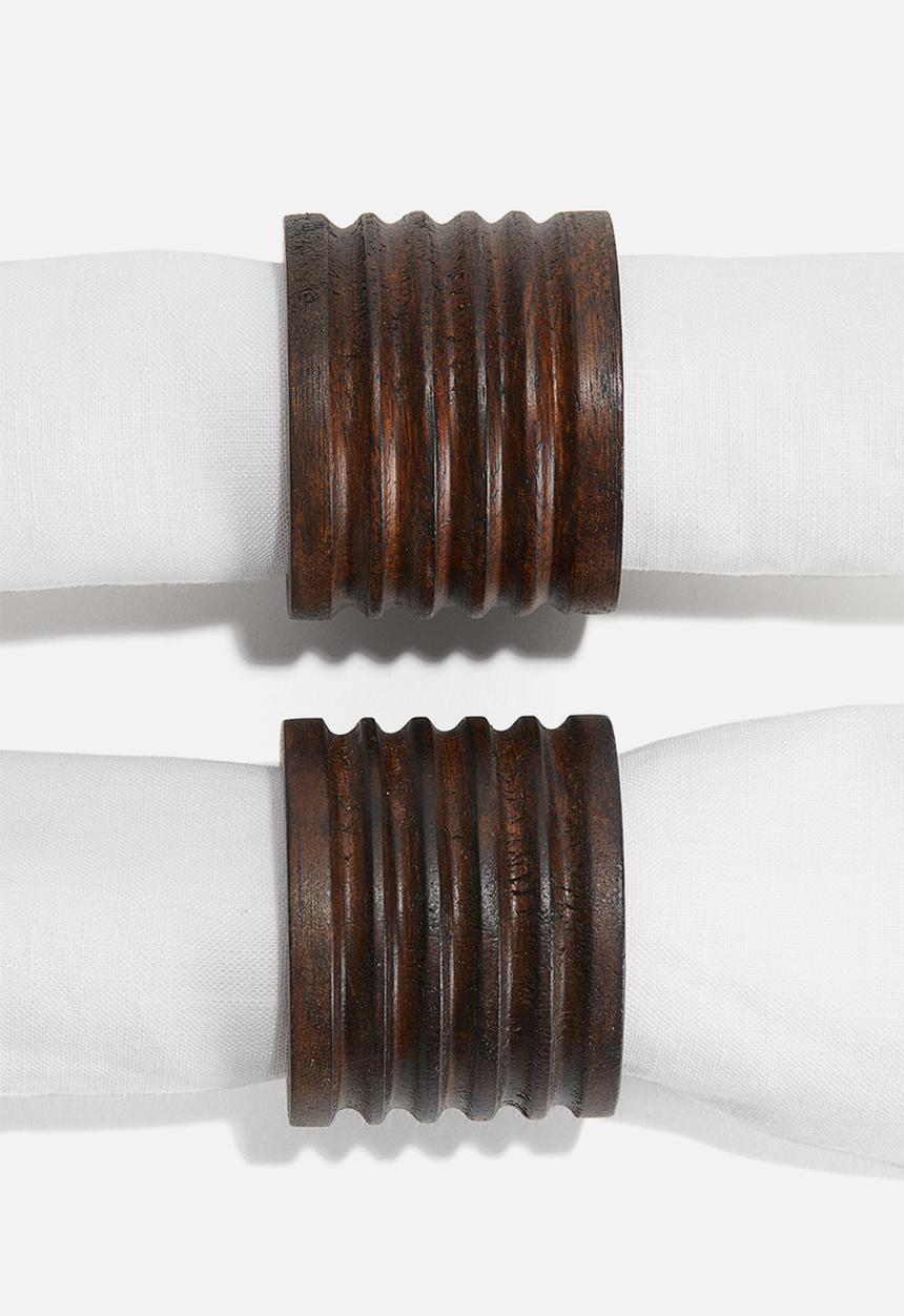 H&M - 2 pack mango wood napkin rings - brown
