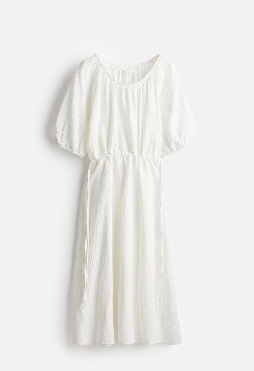 H&M - Drawstring-waist cotton dress - white