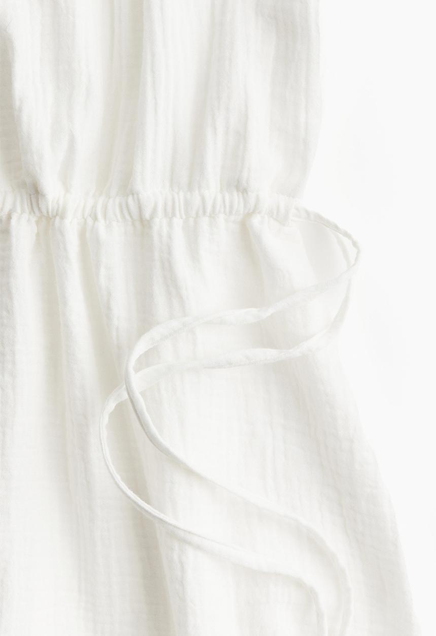 H&M - Drawstring-waist cotton dress - white