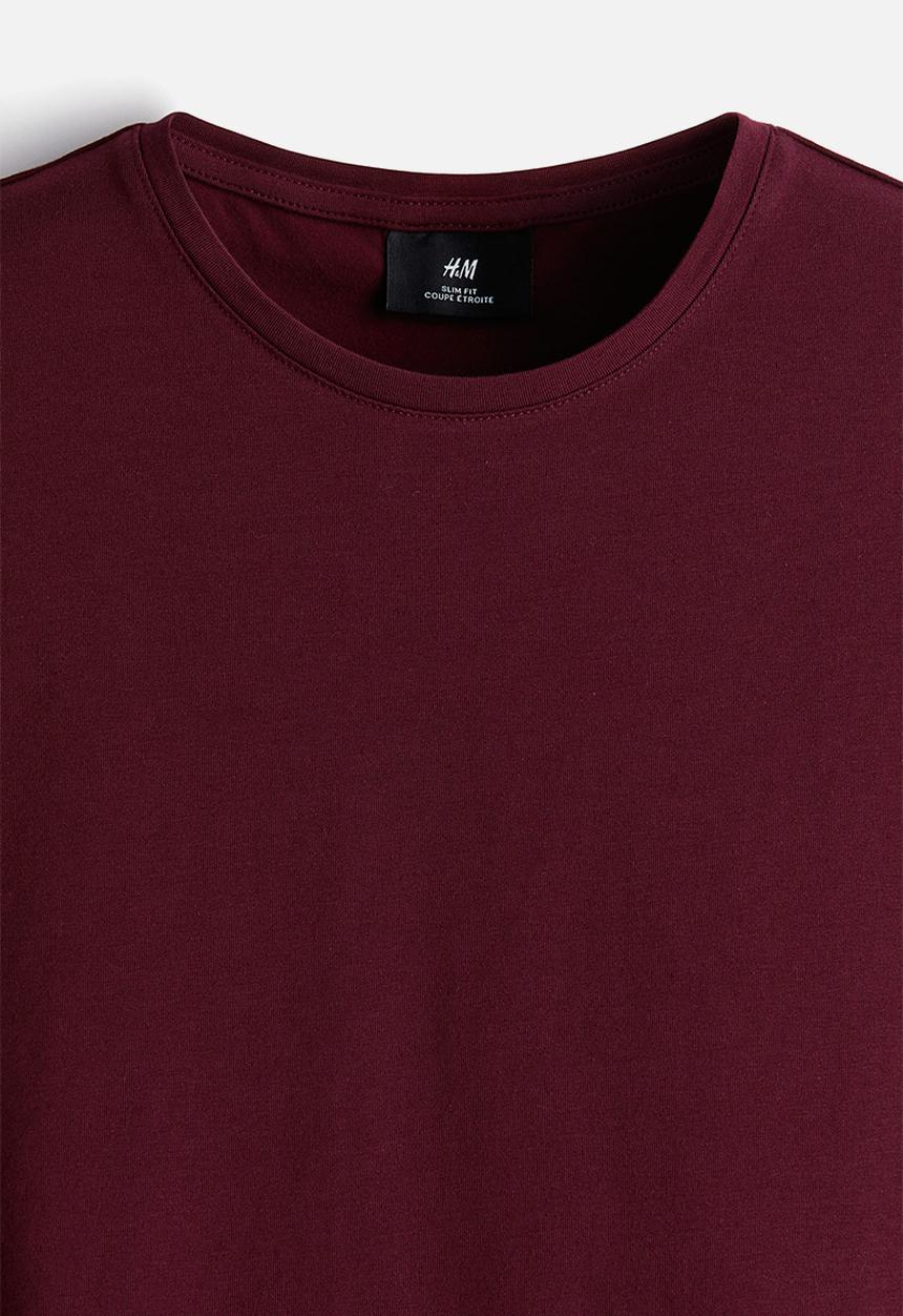 H&M - Slim fit round-necked T-shirt - red