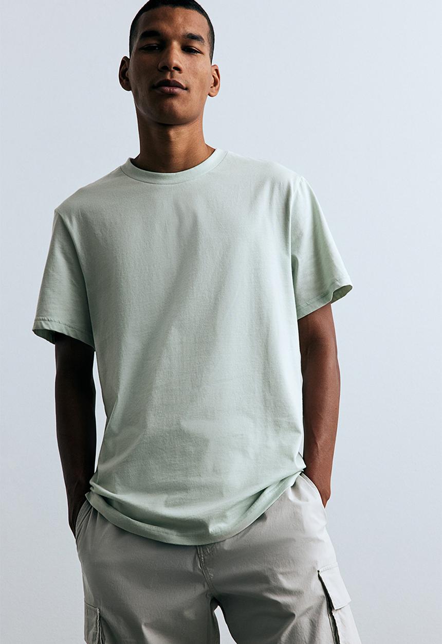 H&M - Regular fit round-neck T-shirt - green