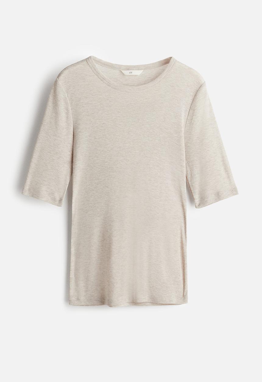 H&M - Fine-knit T-shirt - beige