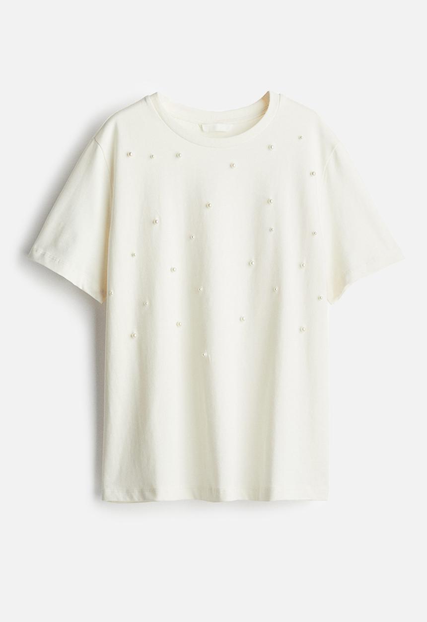 H&M - Embellished T-shirt - white