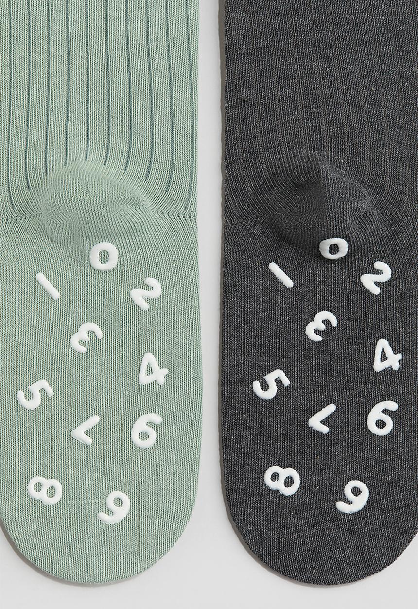 H&M - 5-Pack anti-slip socks - dusty green & grey
