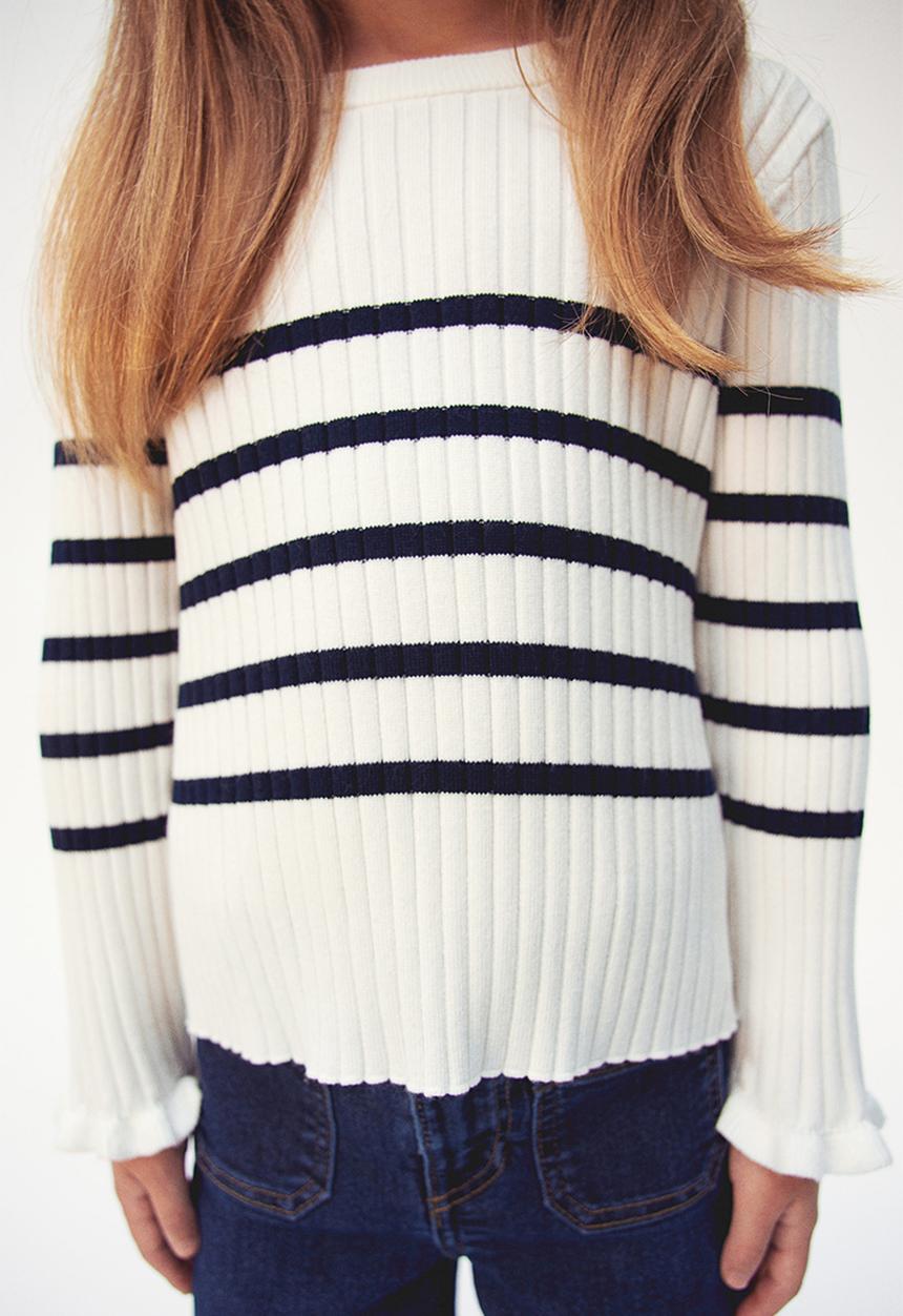 H&M - Rib-knit jumper - natural white & striped