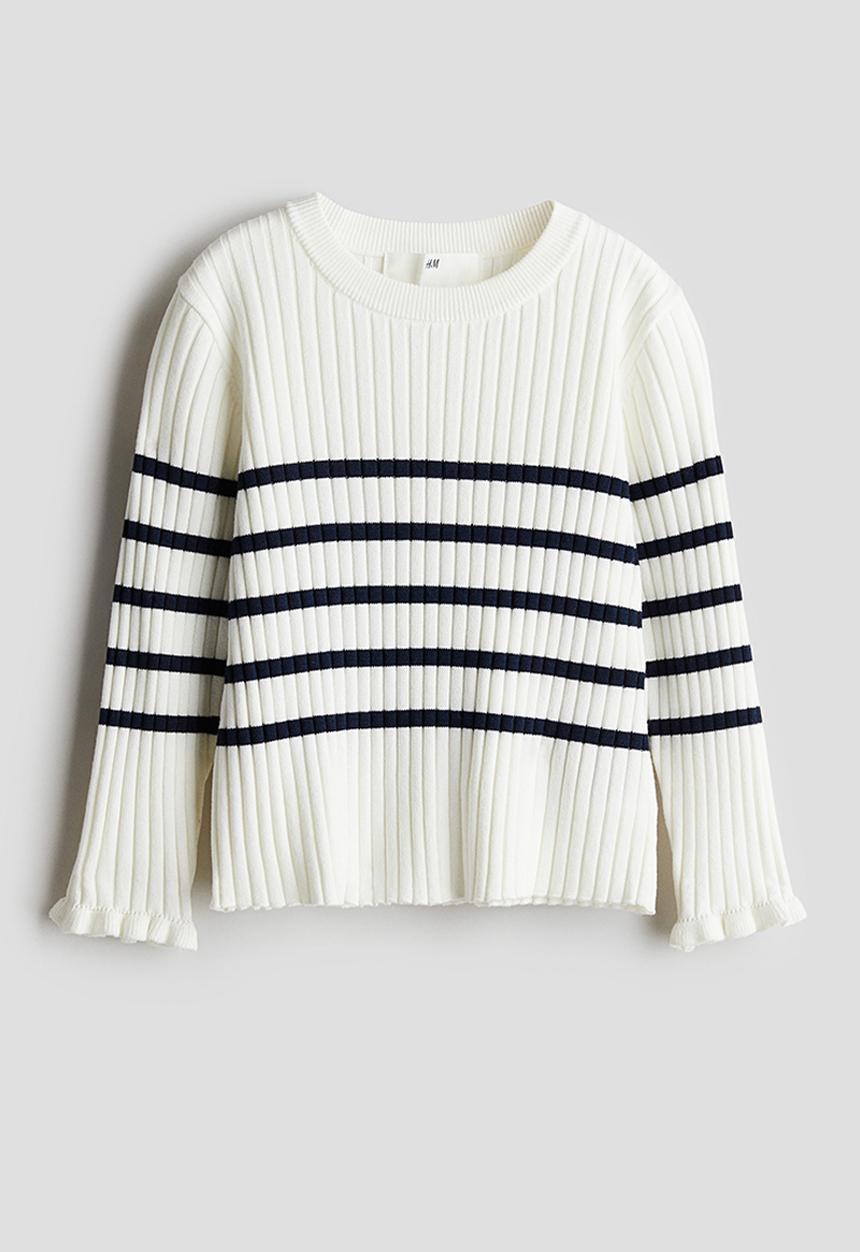 H&M - Rib-knit jumper - natural white & striped
