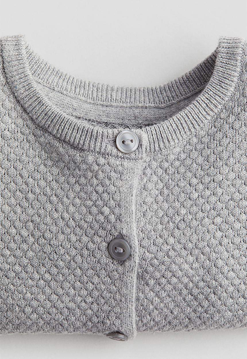 H&M - Pattern-knitted cotton cardigan - light grey marl