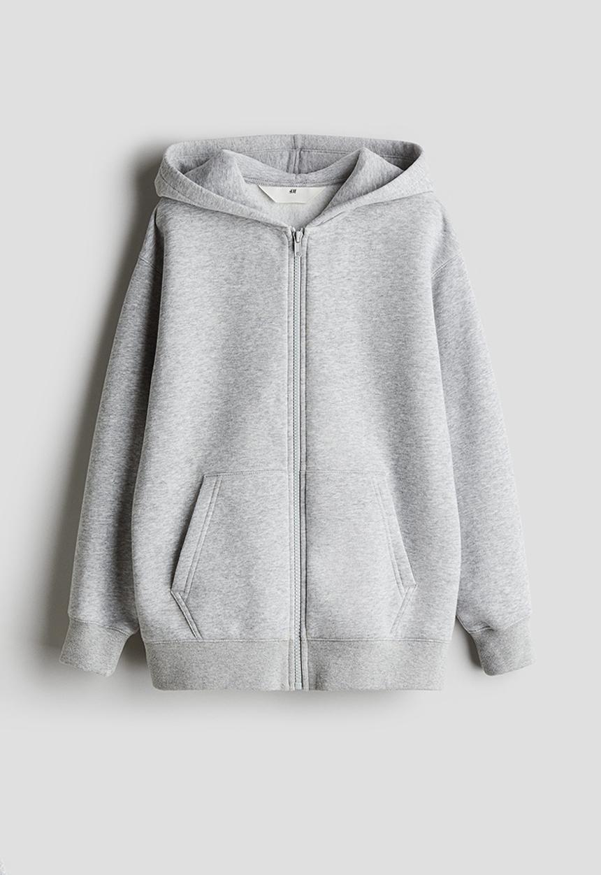H&M - Zip-through hoodie - light grey marl