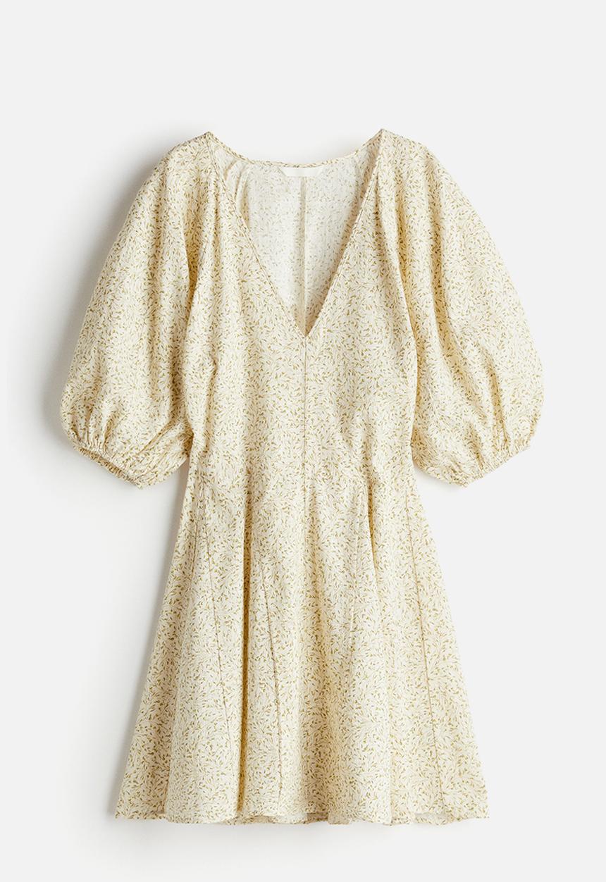 H&M - Flared-skirt dress - White Yellow floral