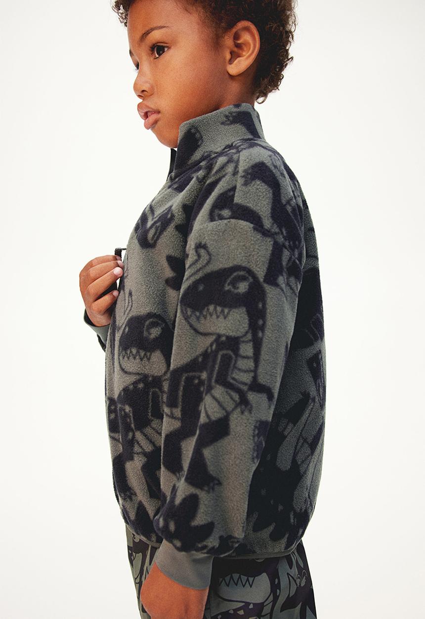 H&M - Fleece jacket - dark green & dinosaurs 