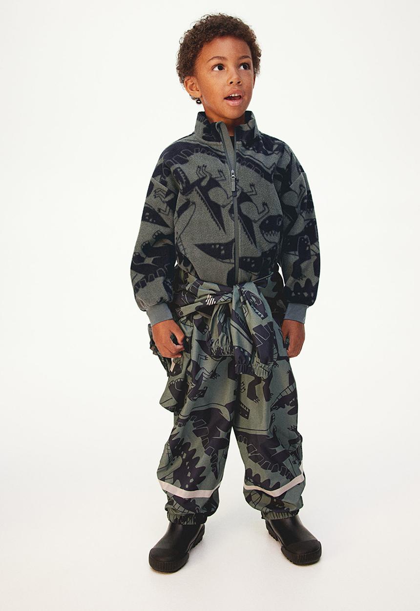 H&M - Fleece jacket - dark green & dinosaurs 