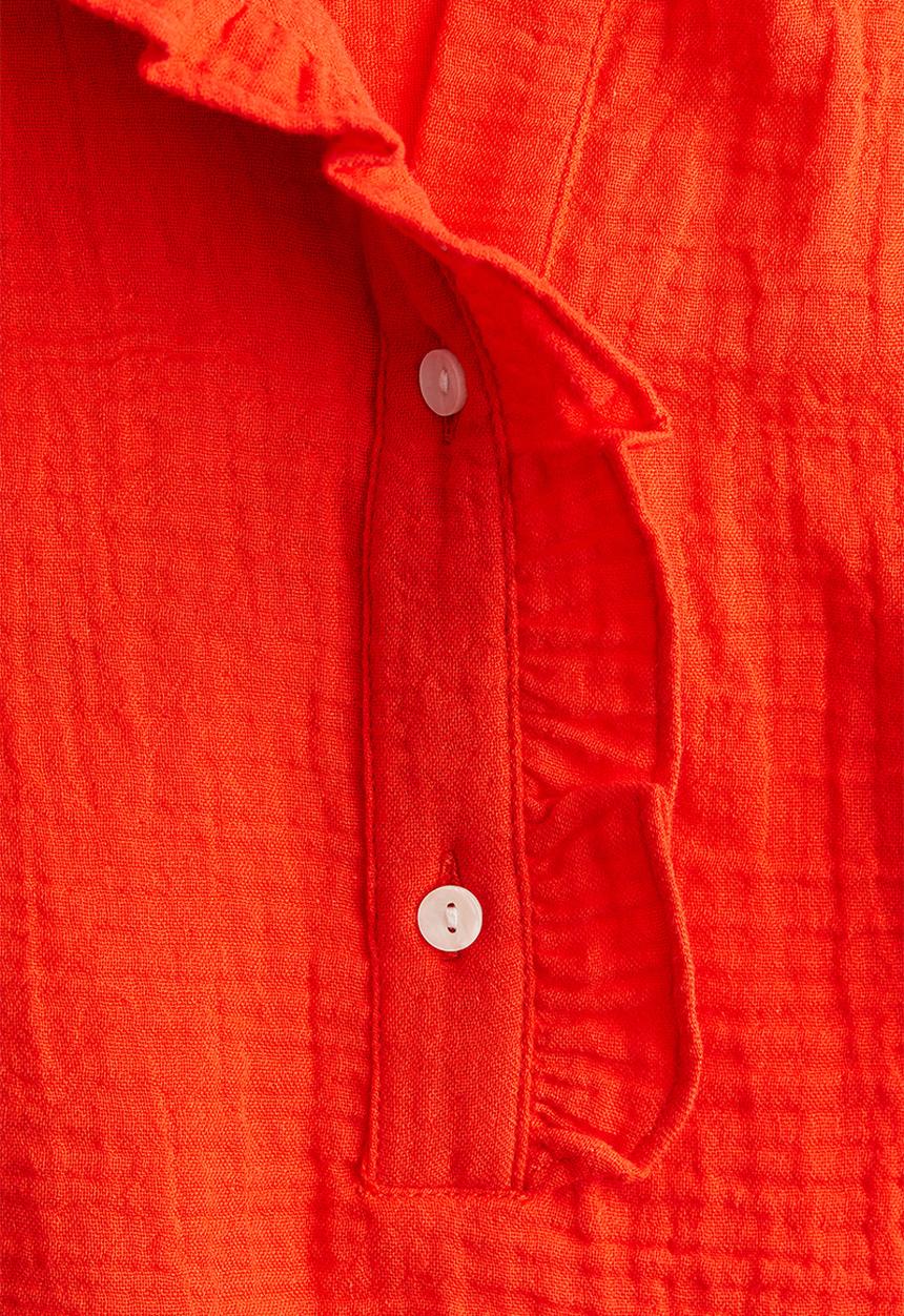 H&M - Flutter-sleeved muslin blouse - red