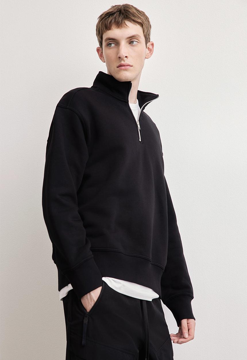 H&M - Loose fit zip-top sweatshirt - black