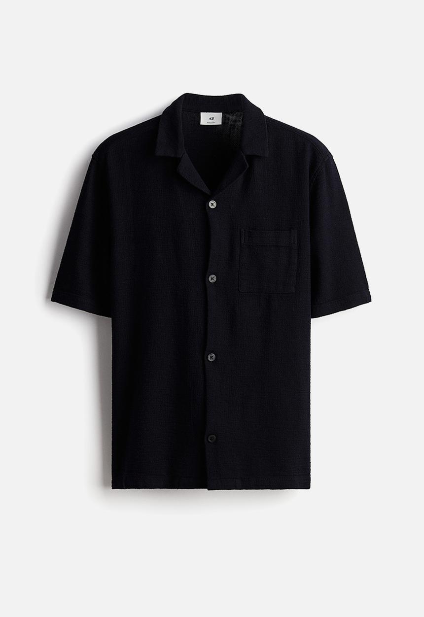 H&M - Regular fit textured resort shirt - navy