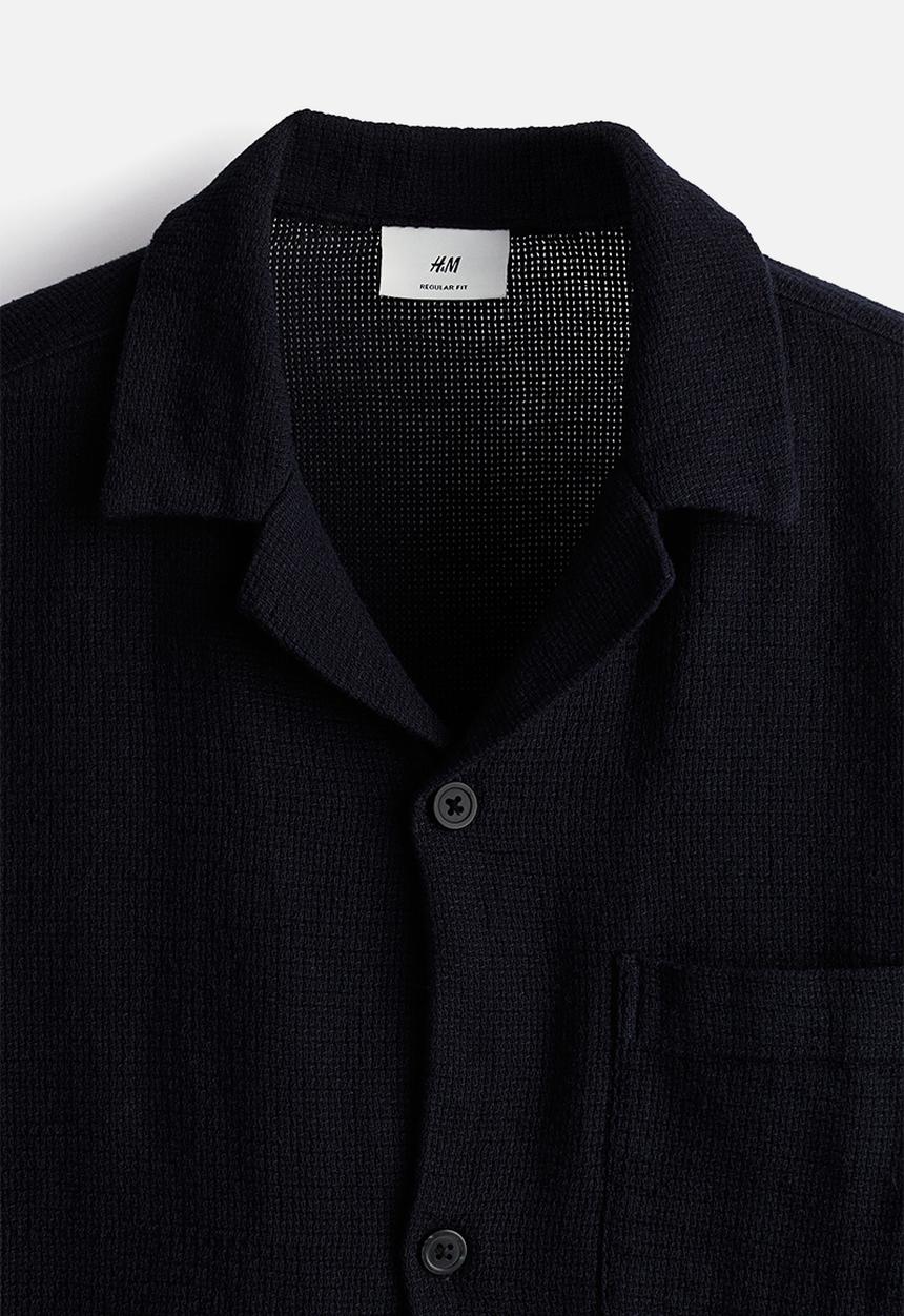 H&M - Regular fit textured resort shirt - navy