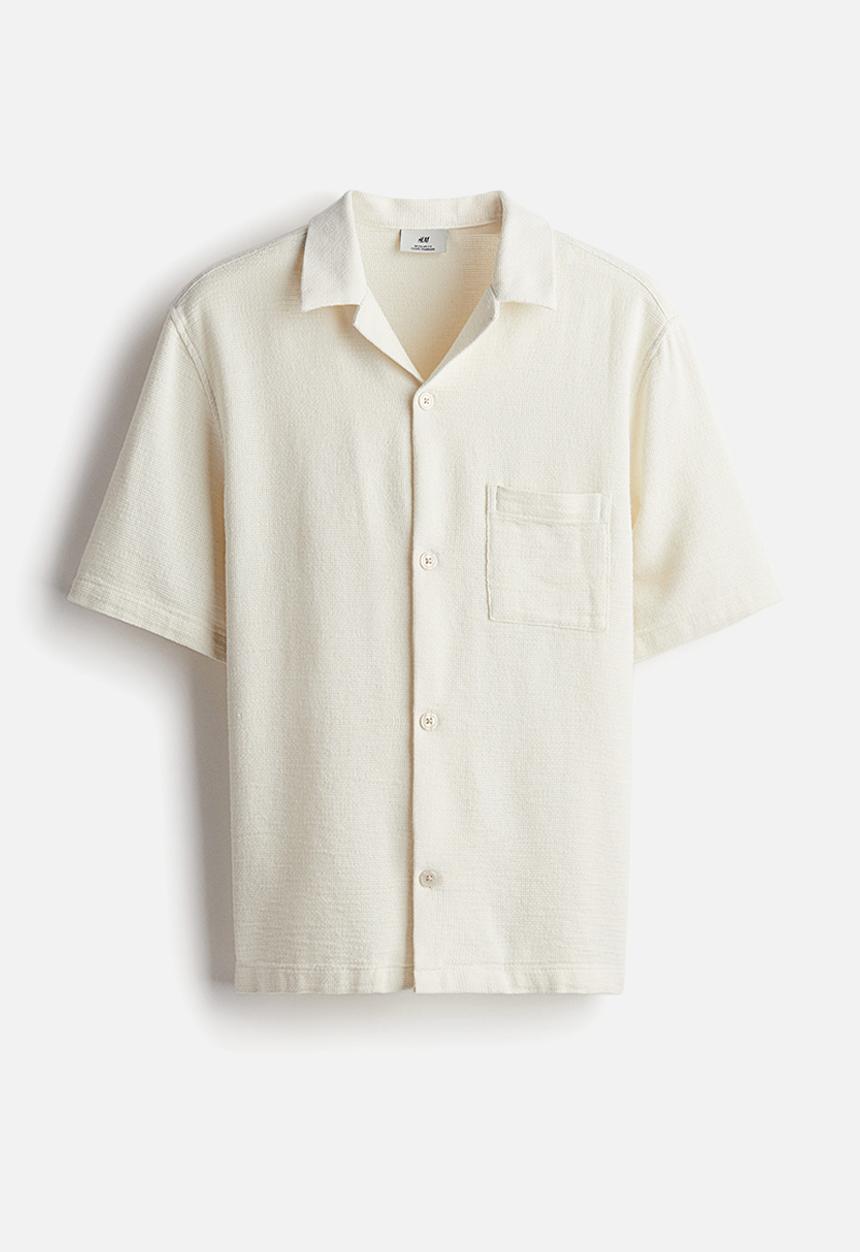 H&M - Regular fit textured resort shirt - white