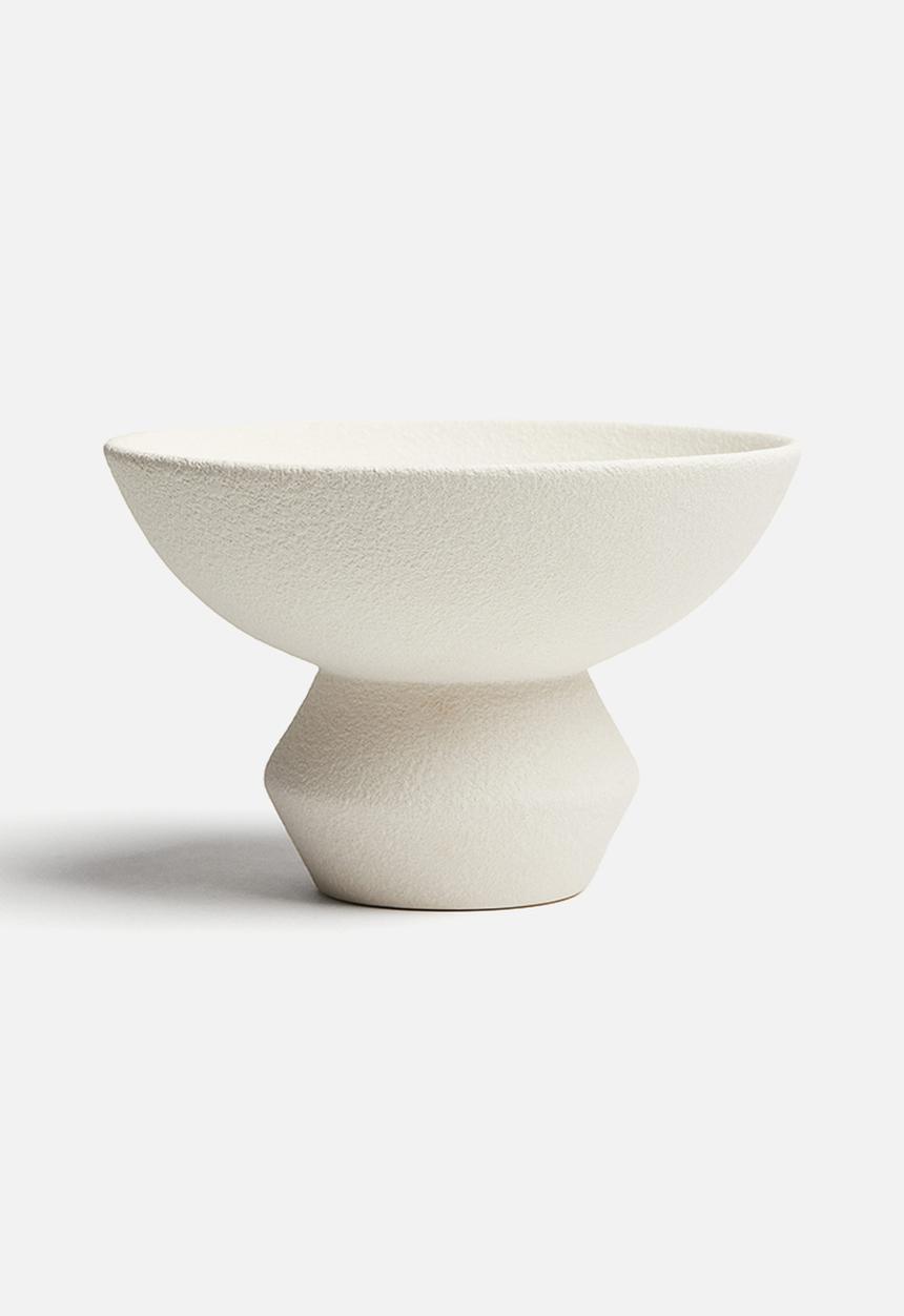 H&M - Stoneware pedestal bowl - white