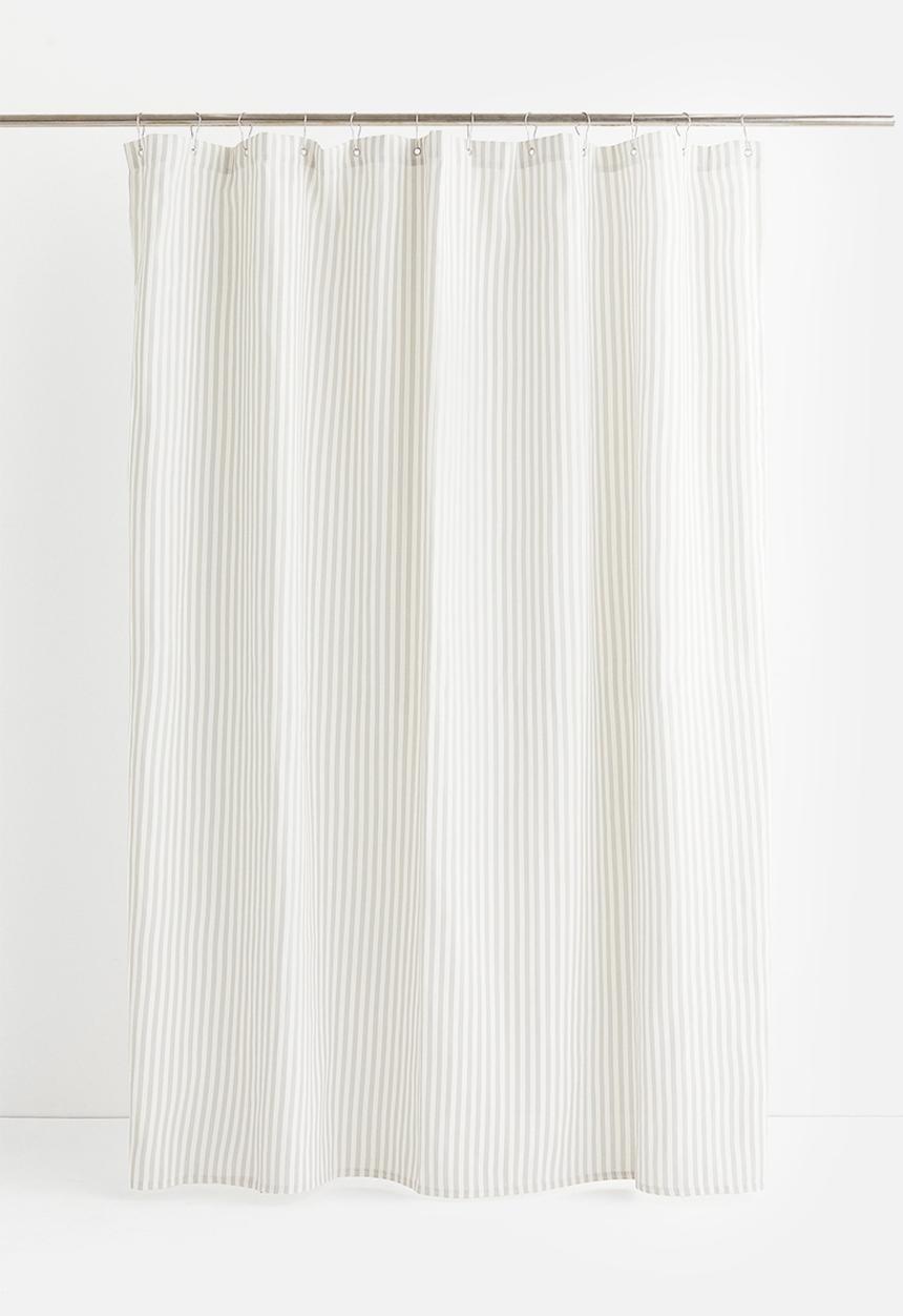 H&M - Striped shower curtain - light grey striped 