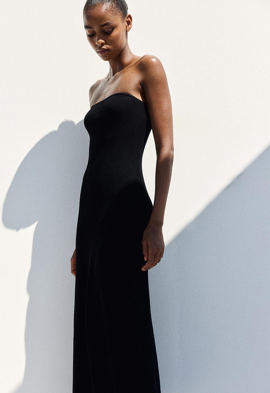 H&M - Rib-knit bandeau dress - black