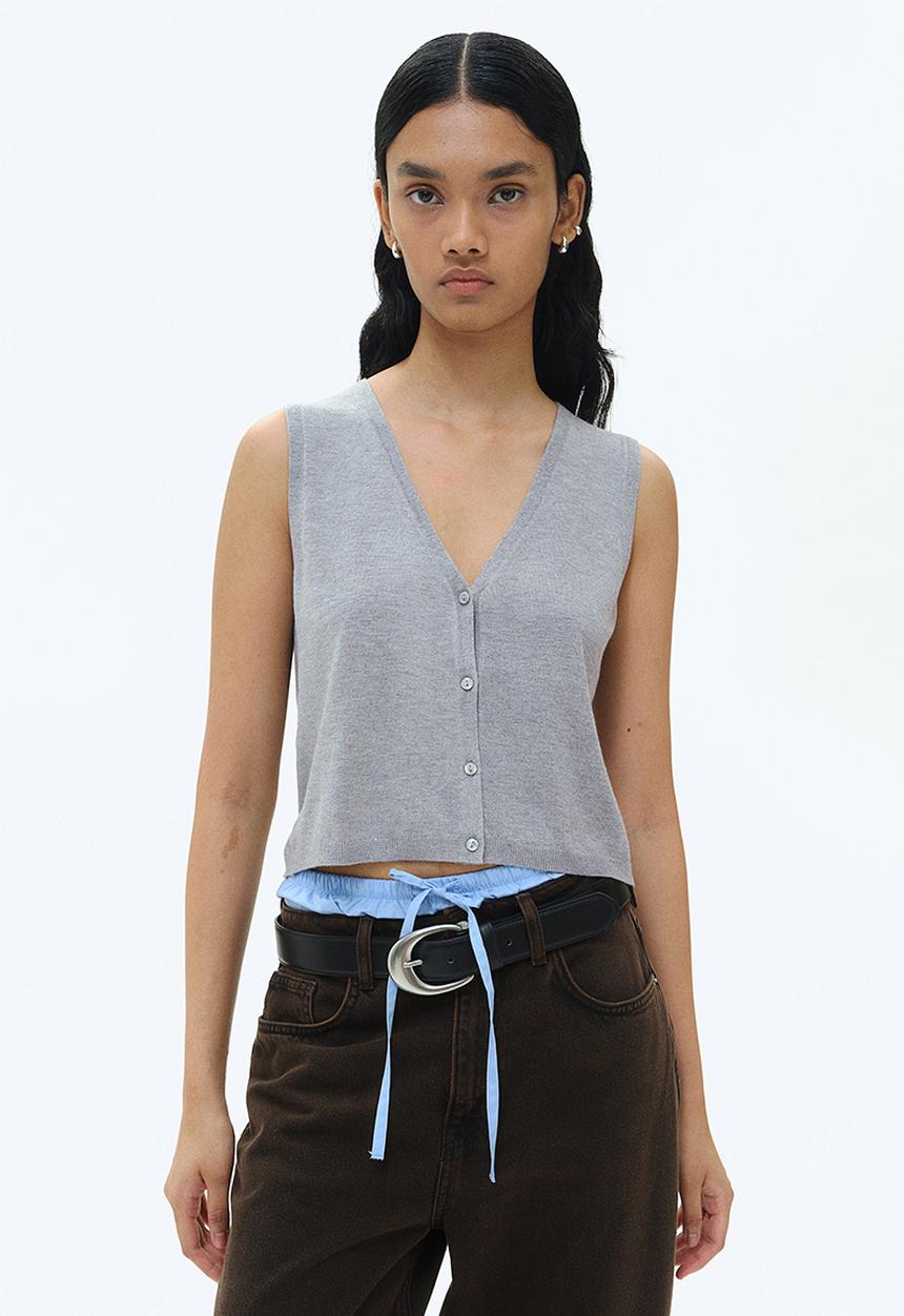 H&M - Button-front sweater vest - grey
