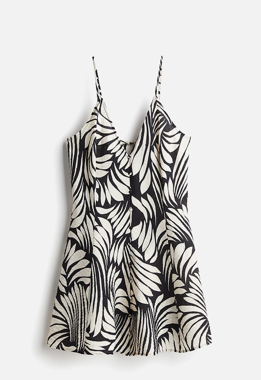 H&M - A-line strappy dress - black & white