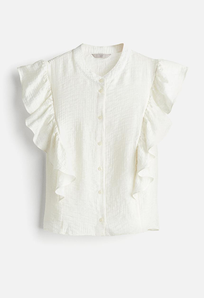 H&M - Frill-trimmed blouse - white