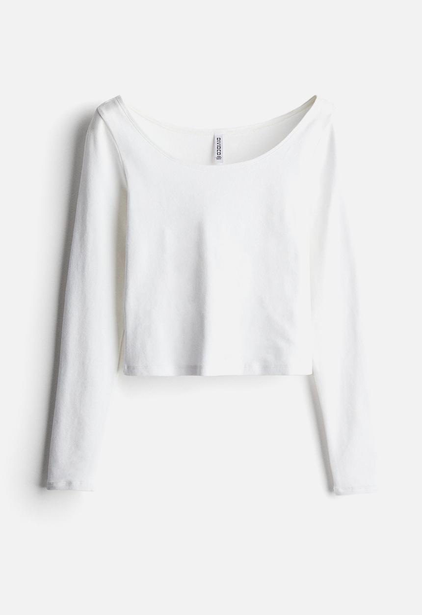 H&M - Boat-neck cotton top - white