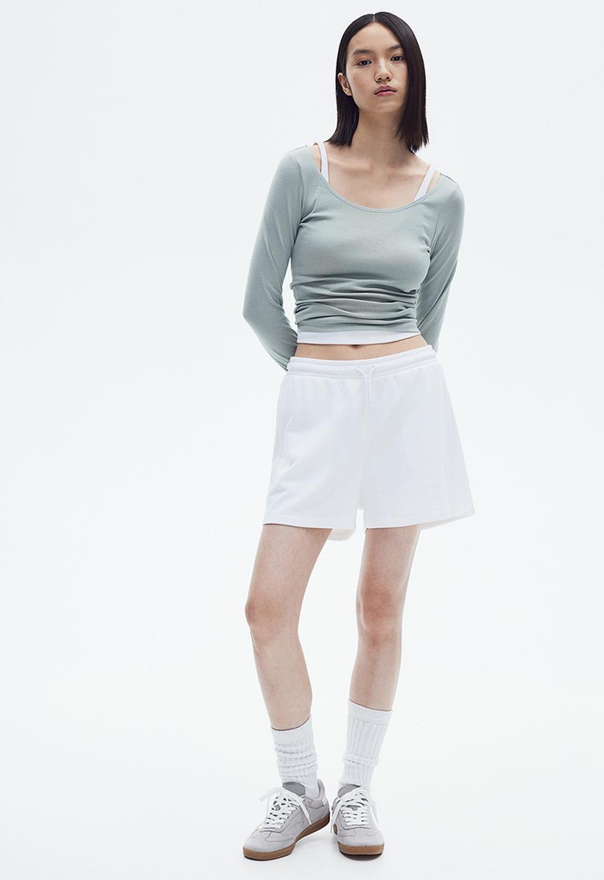 H&M - Boat-neck cotton top - turquoise