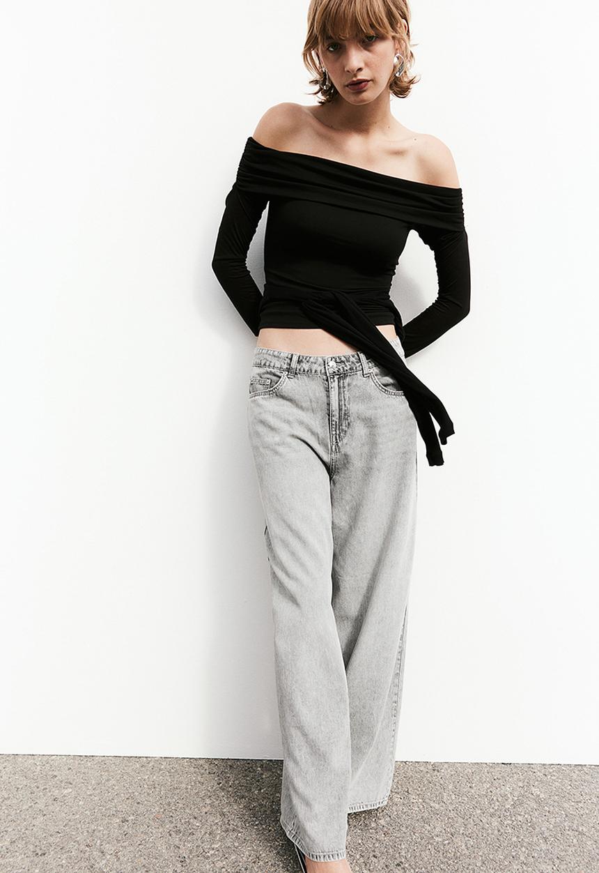 H&M - Baggy wide low jeans - grey