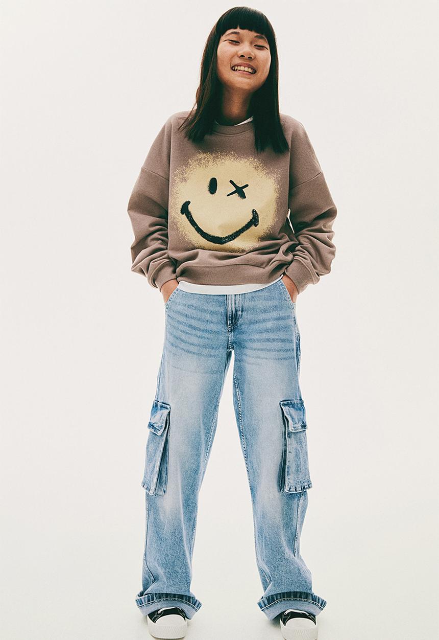 H&M - Printed sweatshirt - beige & smileyworld®