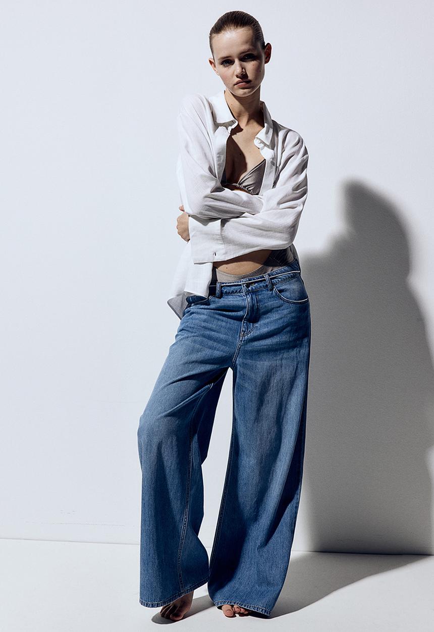 H&M - Baggy wide low jeans - blue