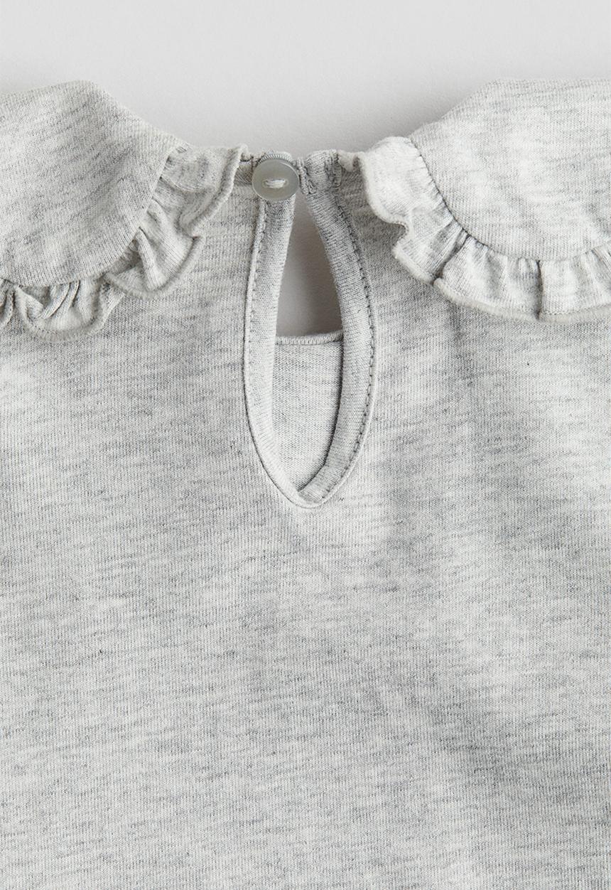 H&M - Collared cotton top - light grey marl