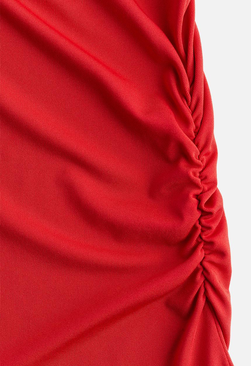 H&M - Gathered flared-skirt dress - red