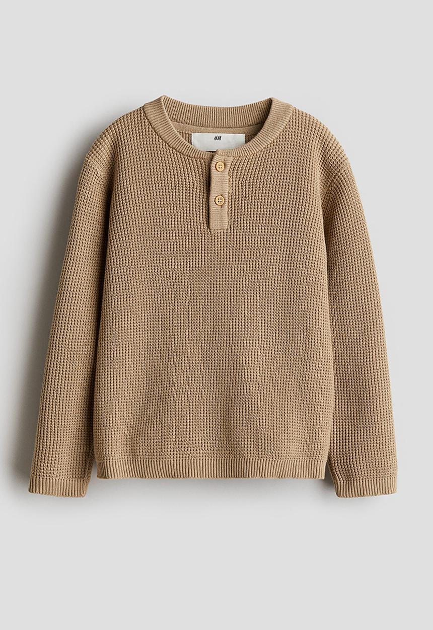 H&M - Waffle-knit henley jumper - beige