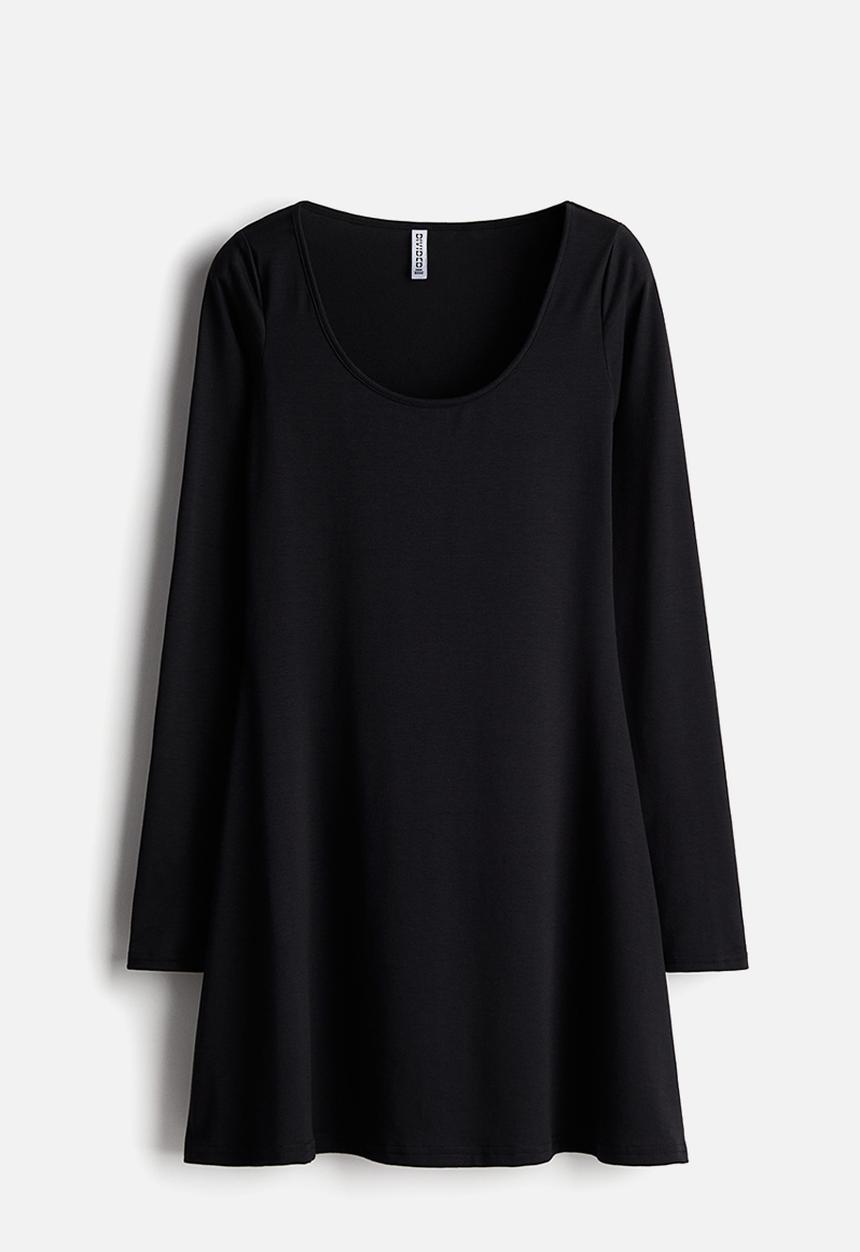 H&M - Flared-skirt mini dress - black