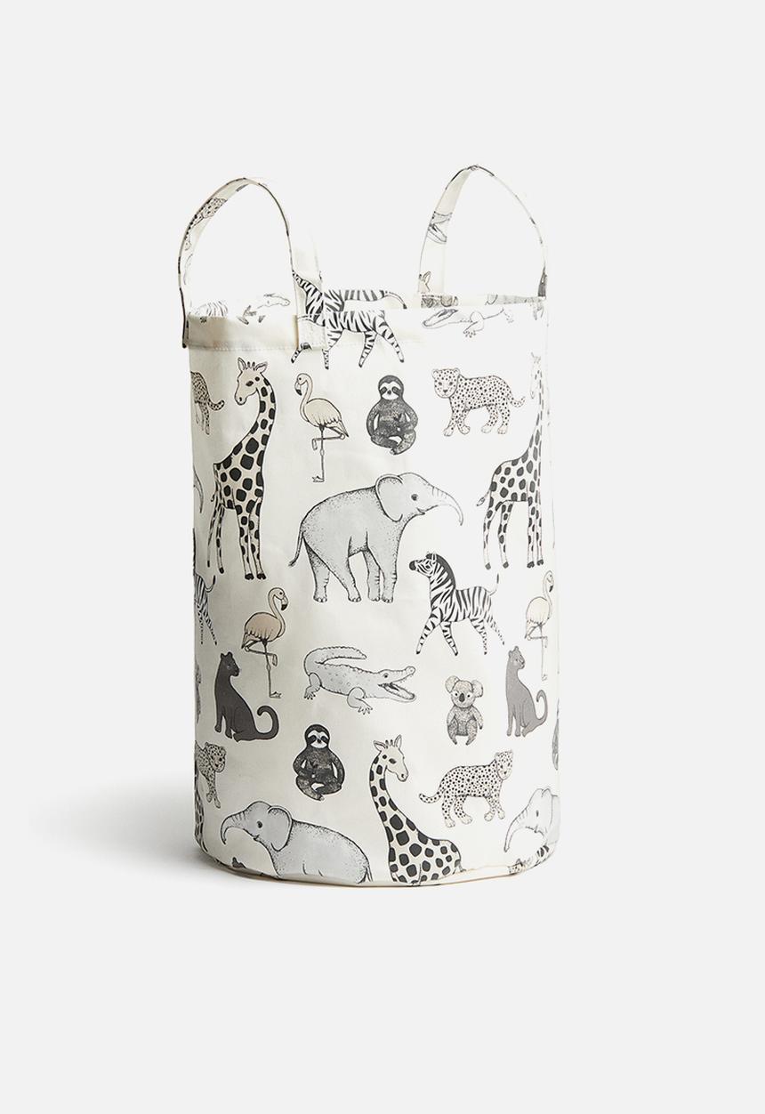 H&M - Printed storage basket - white animals