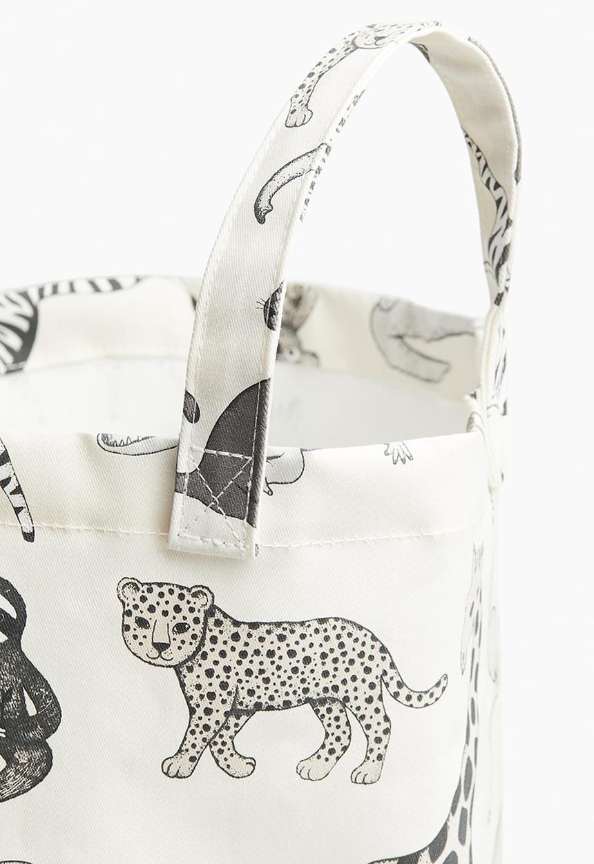 H&M - Printed storage basket - white animals