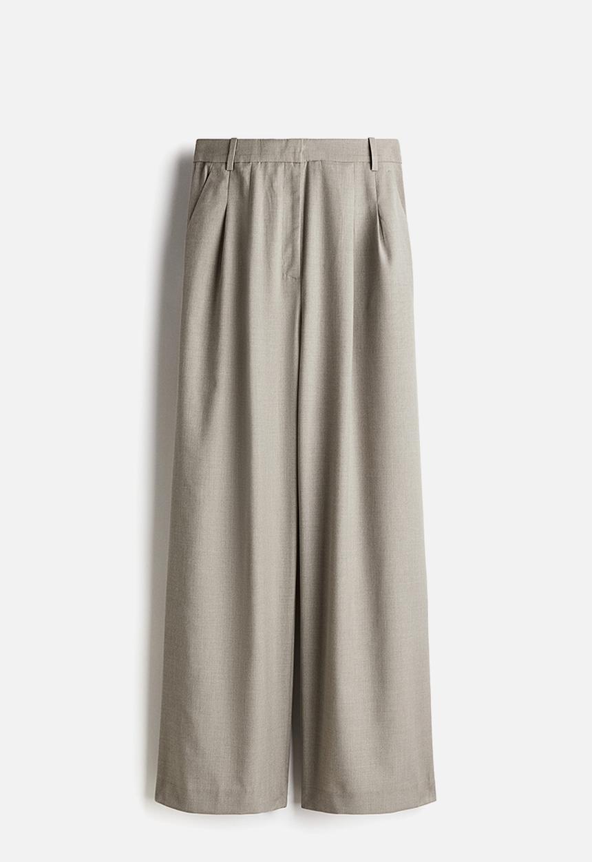 H&M - Wide trousers - beige,grey