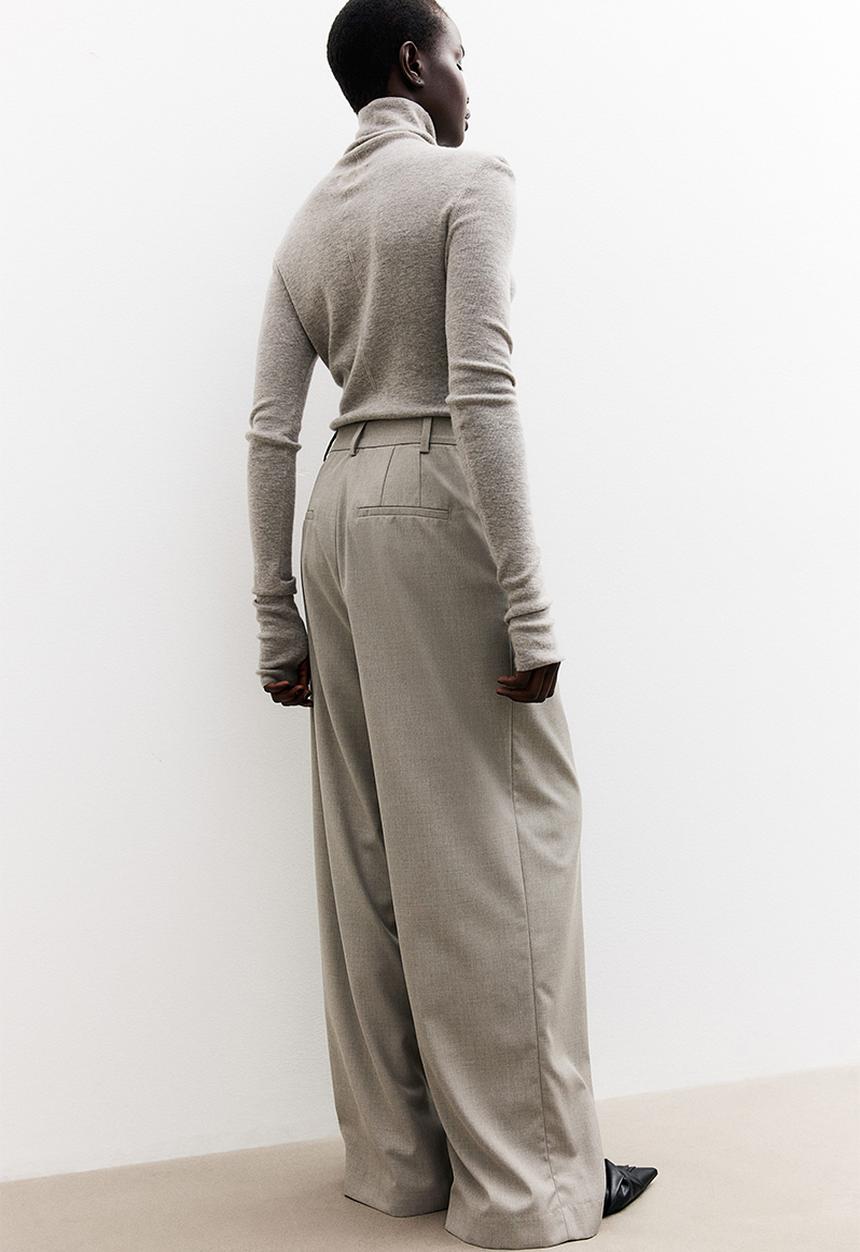 H&M - Wide trousers - beige,grey