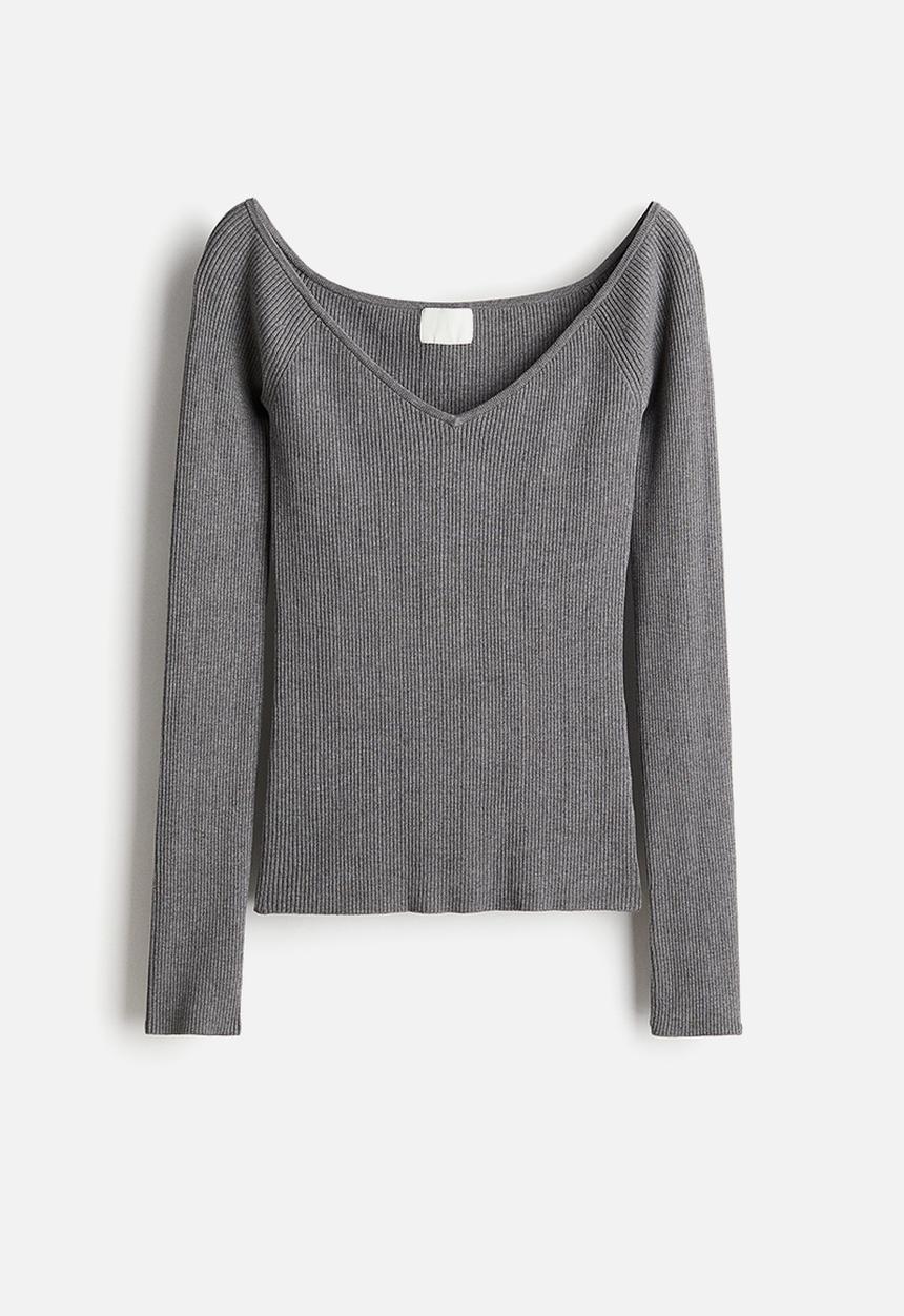 H&M - Off-the-shoulder top - dark grey