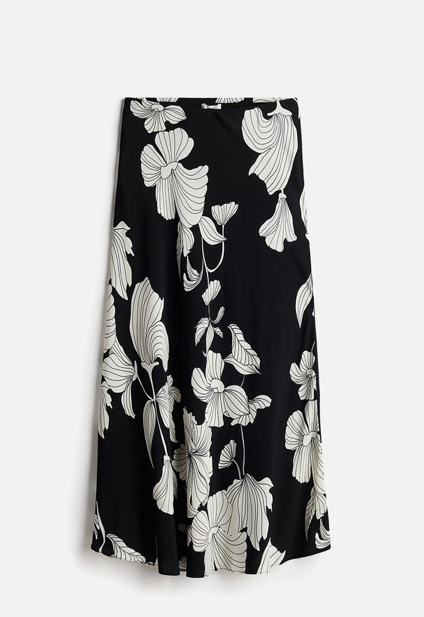 H&M - Viscose crêpe skirt - black,multi