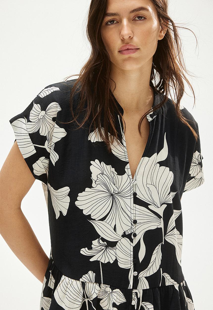 H&M - Crinkled tunic dress - black & white