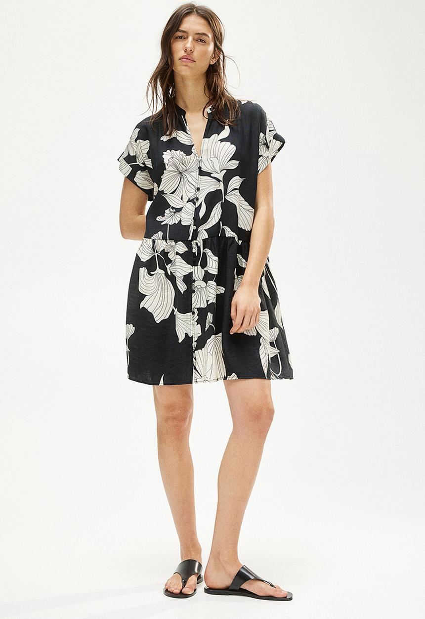H&M - Crinkled tunic dress - black & white